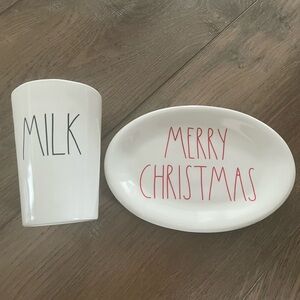 Rae Dunn Christmas Milk and Cookie Set